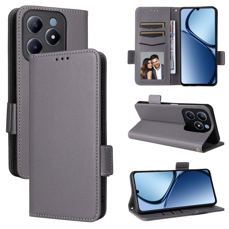 For Realme C63 4G / C61 4G / Narzo N63 4G Case Wallet Leather Phone Cover - Grey