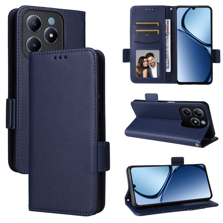 For Realme C63 4G / C61 4G / Narzo N63 4G Case Wallet Leather Phone Cover - Dark Blue
