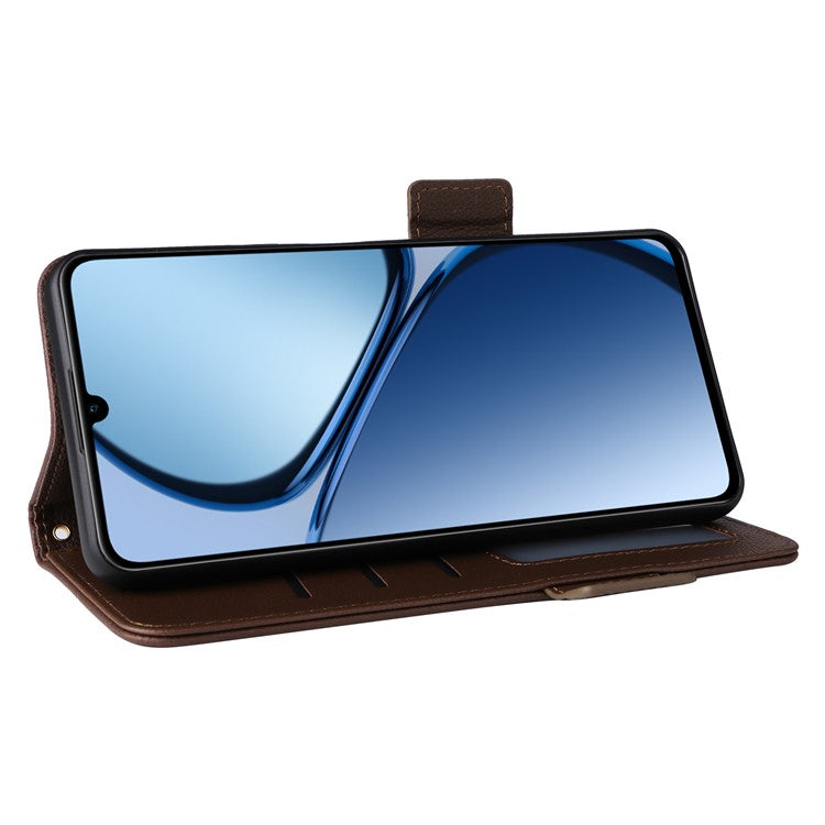 For Realme C63 4G / C61 4G / Narzo N63 4G Case Wallet Leather Phone Cover - Brown