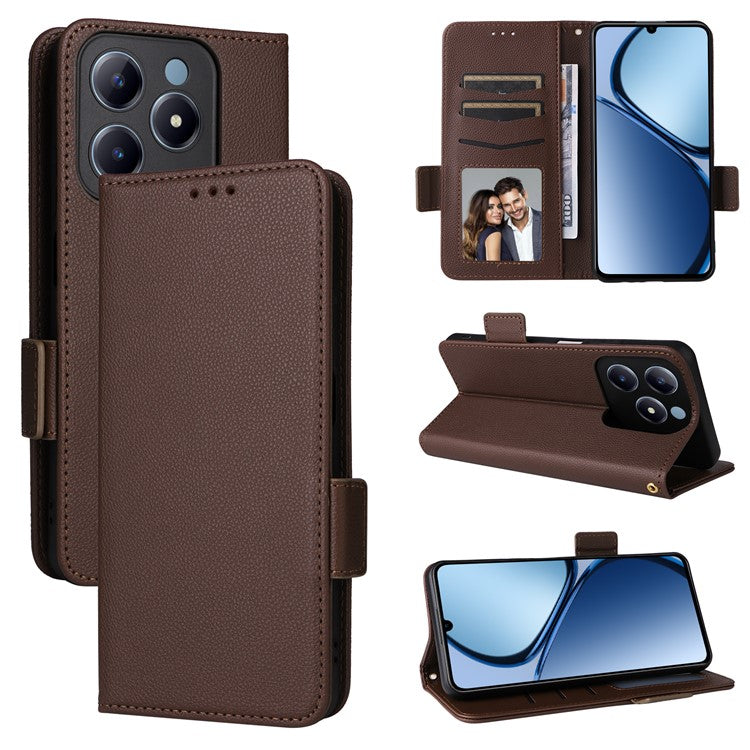 For Realme C63 4G / C61 4G / Narzo N63 4G Case Wallet Leather Phone Cover - Brown