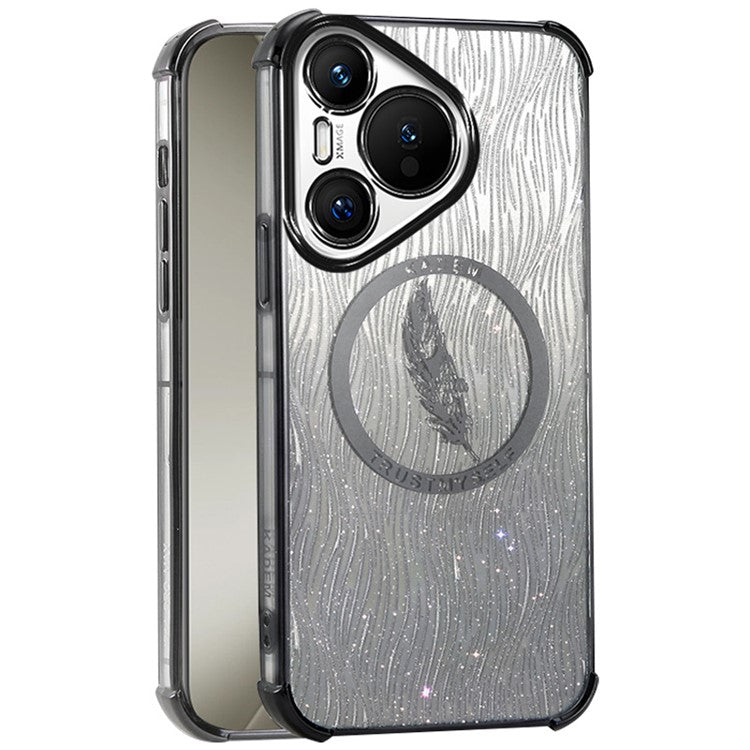 KADEM For Huawei Pura 70 Case Electroplating Glittery TPU Phone Cover - Black