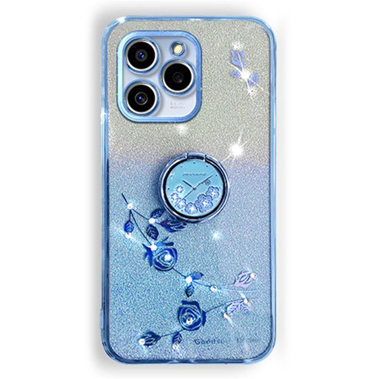 KADEM For Realme C61 4G / C63 4G Case Rhinestone Glitter TPU Kickstand Phone Cover - Blue