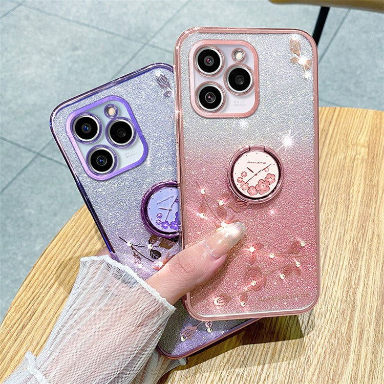 KADEM For Realme C61 4G / C63 4G Case Rhinestone Glitter TPU Kickstand Phone Cover - Rose Gold