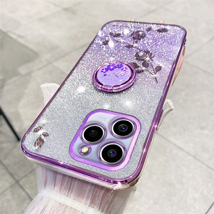 KADEM For Realme C61 4G / C63 4G Case Rhinestone Glitter TPU Kickstand Phone Cover - Purple