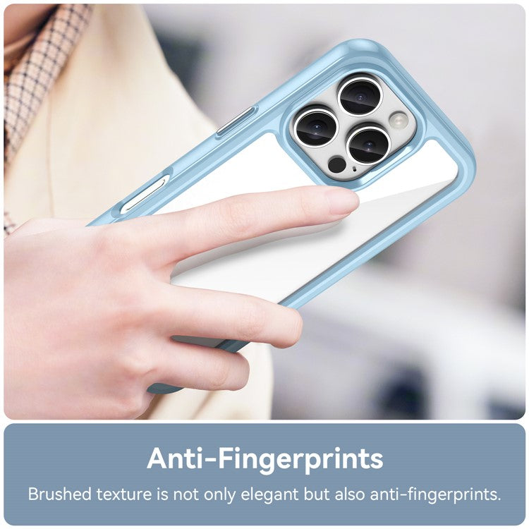 For iPhone 16 Pro Case TPU Frame Clear Acrylic Back Phone Cover - Blue