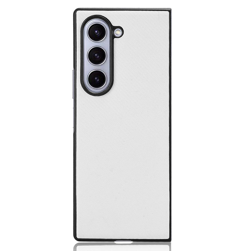 For Samsung Galaxy Z Fold6 5G Case PU Leather+PC Drop-Proof Shell Carbon Fiber Texture - White