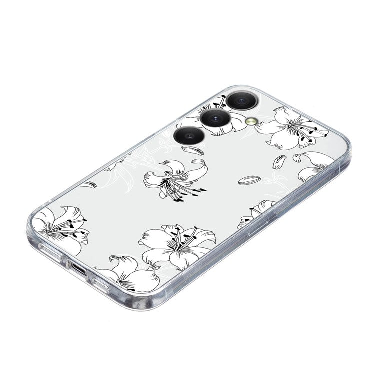 For Samsung Galaxy A15 4G / 5G Case Pattern Print Back Cover TPU Phone Shell - White Flower