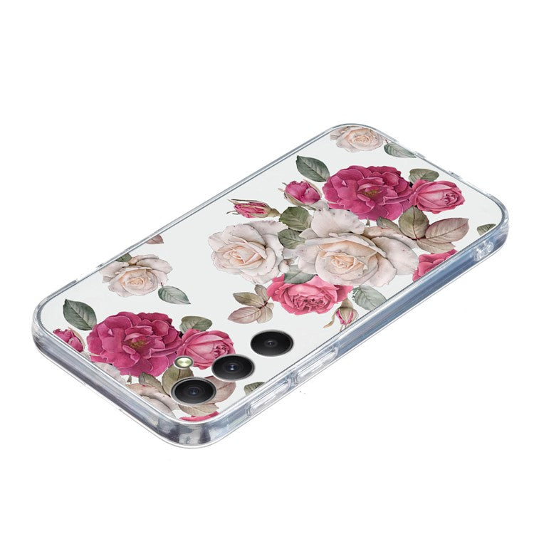 For Samsung Galaxy A55 5G Case Pattern Printing Phone TPU Cover Clear Edge - Peony