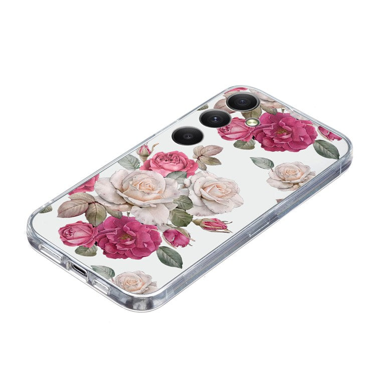 For Samsung Galaxy A55 5G Case Pattern Printing Phone TPU Cover Clear Edge - Peony