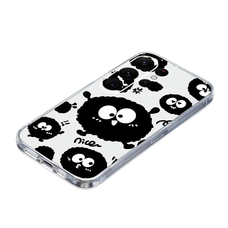For Samsung Galaxy S23 Ultra Case Pattern Print TPU Phone Cover Precise Lens Protection - Black Briquette