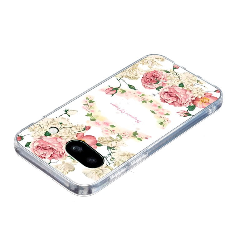 For Google Pixel 7a Case Anti-Drop Pattern Printing TPU Phone Cover - Rose