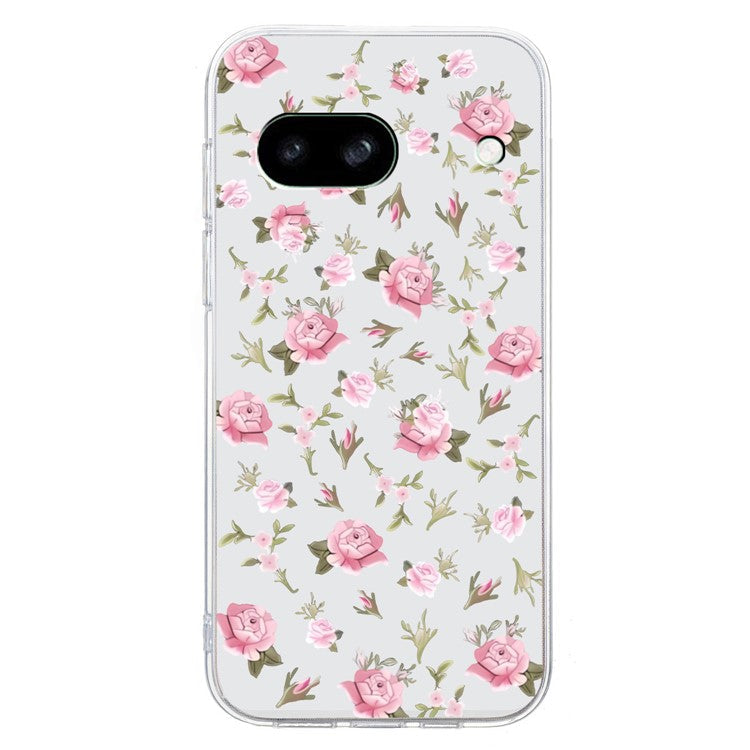 For Google Pixel 7a Case Anti-Drop Pattern Printing TPU Phone Cover - Pink Flower