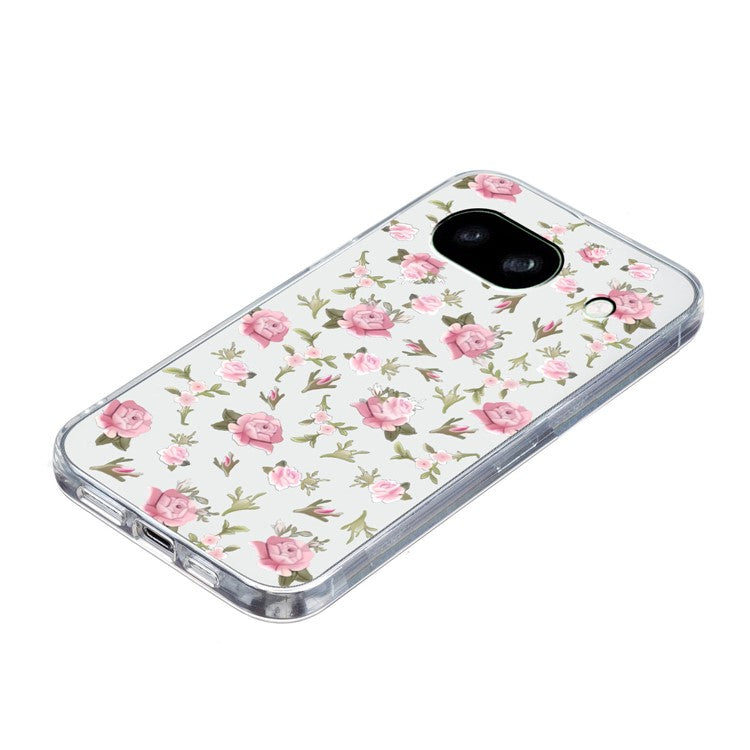 For Google Pixel 7a Case Anti-Drop Pattern Printing TPU Phone Cover - Pink Flower