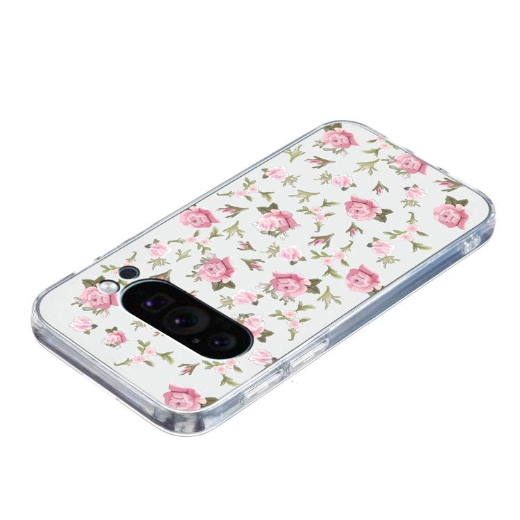 For Google Pixel 9 Pro Case TPU Phone Cover Animal Floral Pattern Print - Pink Flower