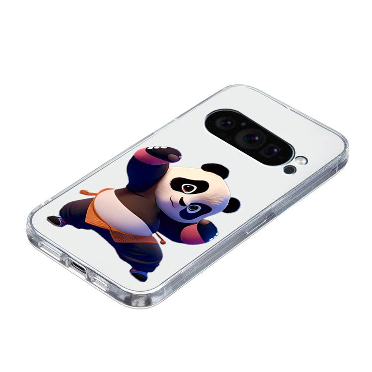 For Google Pixel 9 Pro Case TPU Phone Cover Animal Floral Pattern Print - Panda