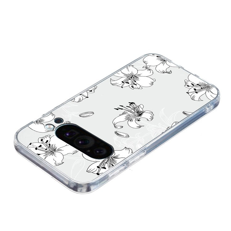 For Google Pixel 9 Pro Case TPU Phone Cover Animal Floral Pattern Print - White Flower