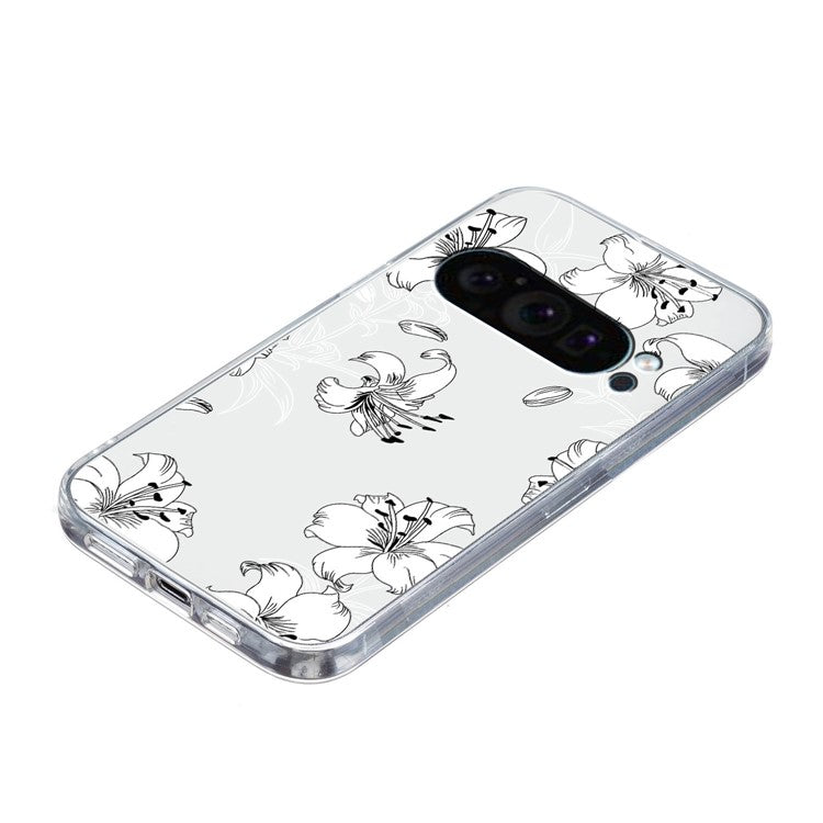 For Google Pixel 9 Pro Case TPU Phone Cover Animal Floral Pattern Print - White Flower