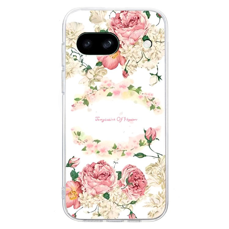 For Google Pixel 8a Case Pattern Printing Anti-Scratch TPU Phone Cover - Rose