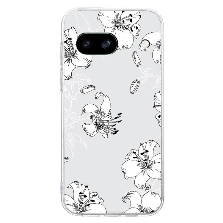 For Google Pixel 8a Case Pattern Printing Anti-Scratch TPU Phone Cover - White Flower