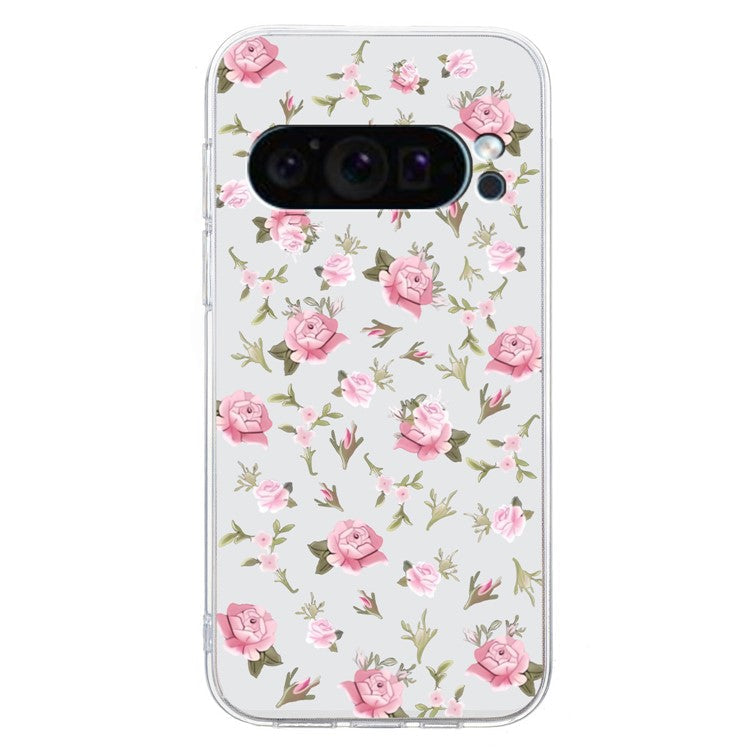 For Google Pixel 9 Case Printed Pattern TPU Phone Cover Scratch-Resistant - Pink Flower