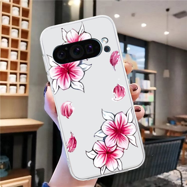 For Google Pixel 9 Case Printed Pattern TPU Phone Cover Scratch-resistant - Cherry Blossom