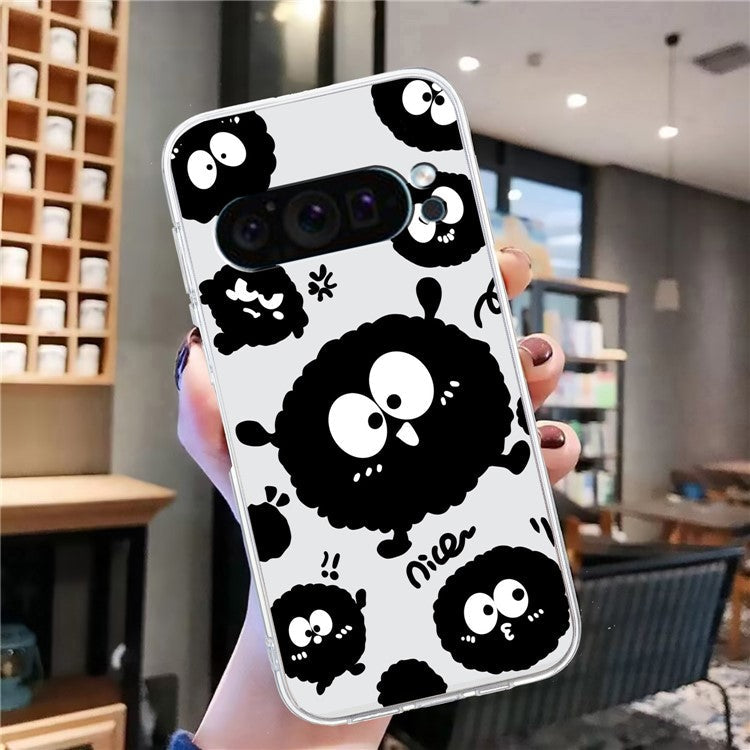 For Google Pixel 9 Case Printed Pattern TPU Phone Cover Scratch-resistant - Black Briquette