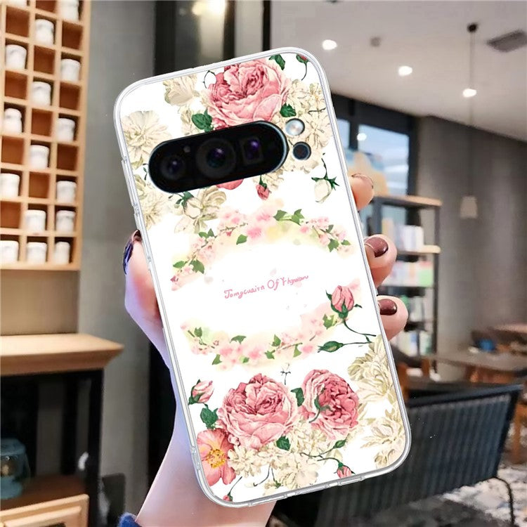 For Google Pixel 9 Case Printed Pattern TPU Phone Cover Scratch-resistant - Rose