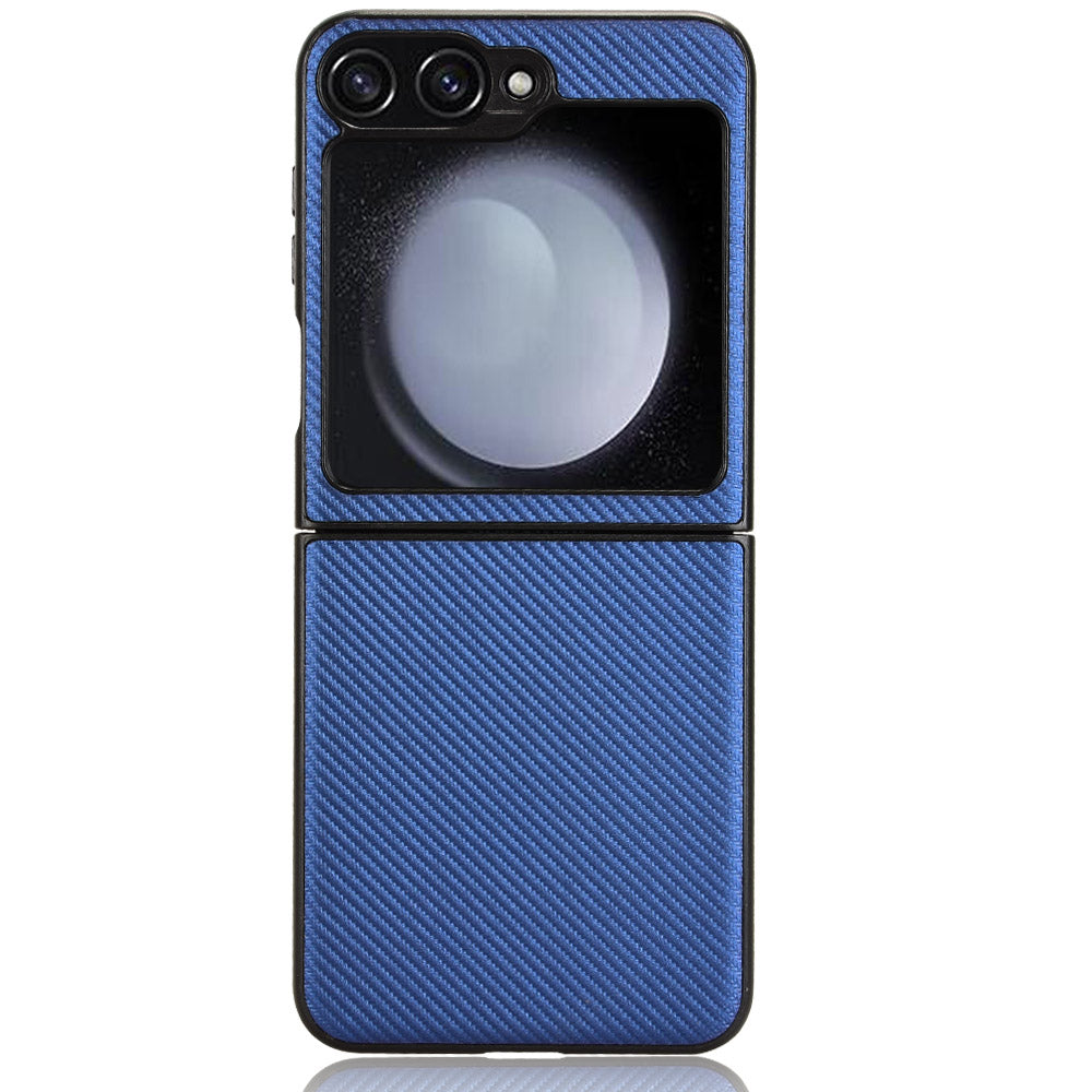 For Samsung Galaxy Z Flip6 5G Case Carbon Fiber Texture PU+PC Drop-Proof Phone Shell - Blue