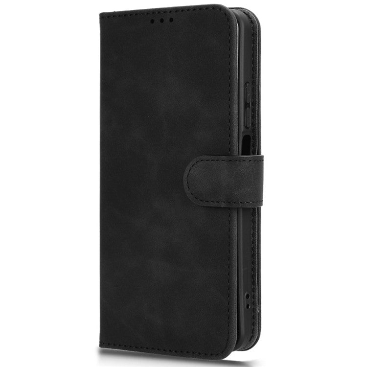 For Realme C63 4G / C61 4G Case Skin-Touch PU Leather Flip Wallet Phone Cover - Black