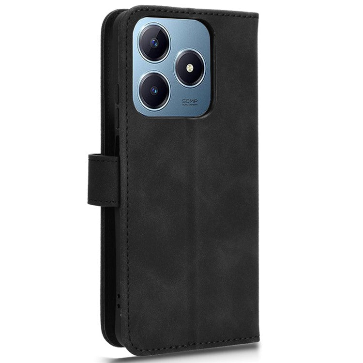 For Realme C63 4G / C61 4G Case Skin-Touch PU Leather Flip Wallet Phone Cover - Black