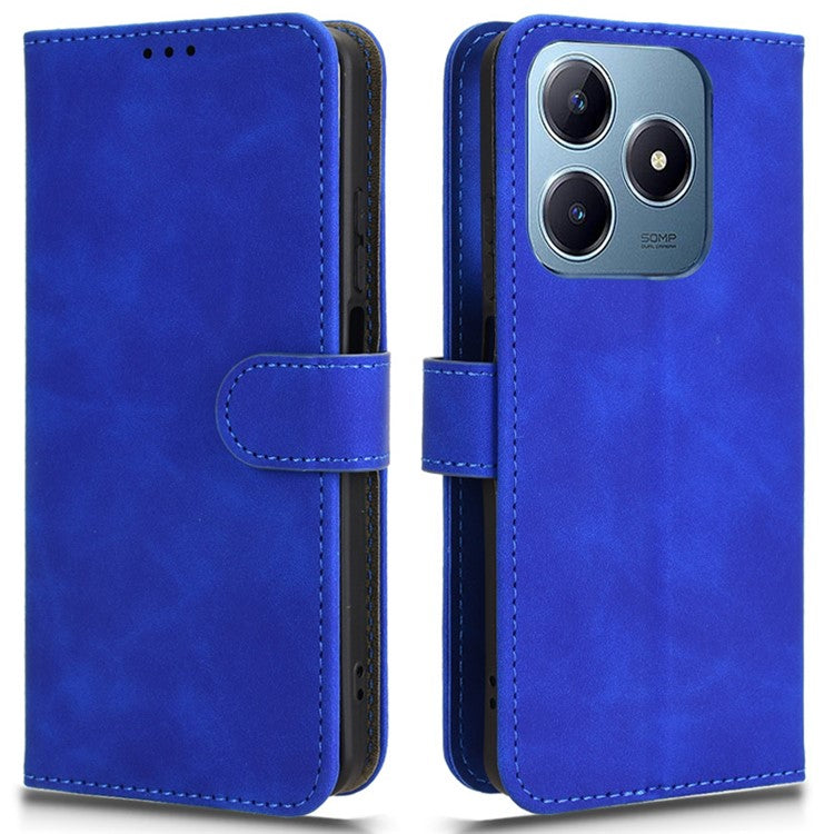 For Realme C63 4G / C61 4G Case Skin-Touch PU Leather Flip Wallet Phone Cover - Blue