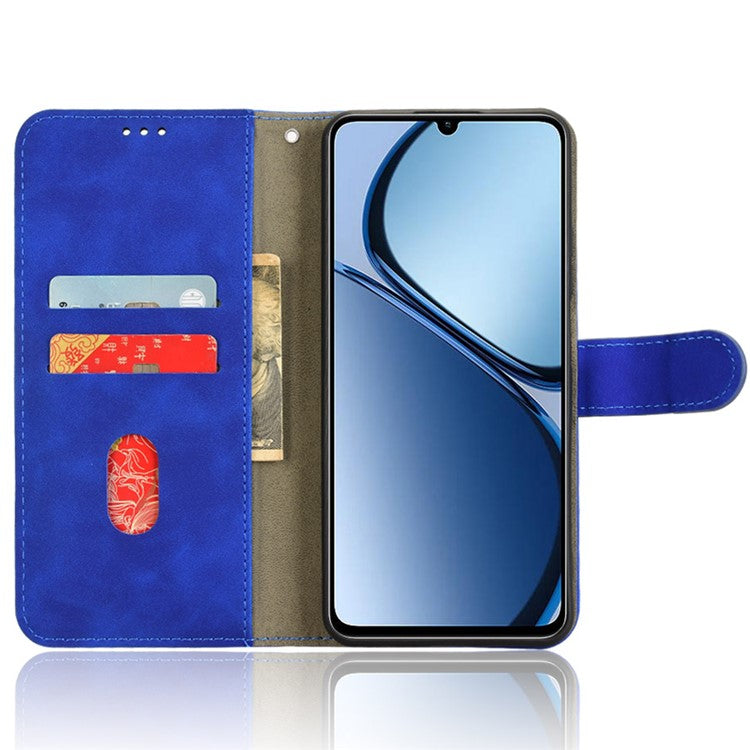 For Realme C63 4G / C61 4G Case Skin-Touch PU Leather Flip Wallet Phone Cover - Blue