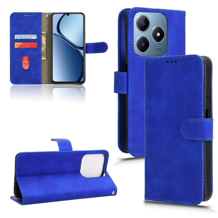 For Realme C63 4G / C61 4G Case Skin-Touch PU Leather Flip Wallet Phone Cover - Blue