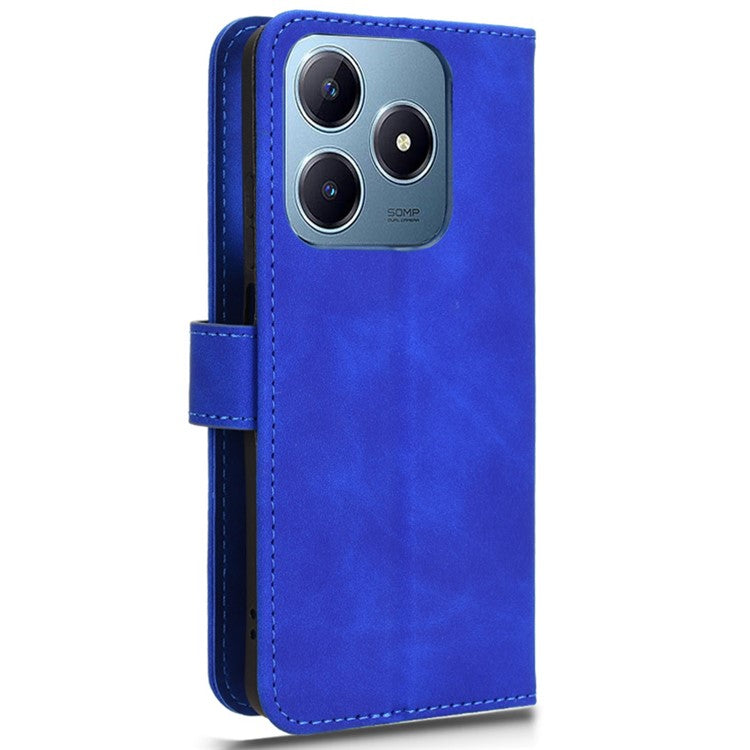 For Realme C63 4G / C61 4G Case Skin-Touch PU Leather Flip Wallet Phone Cover - Blue