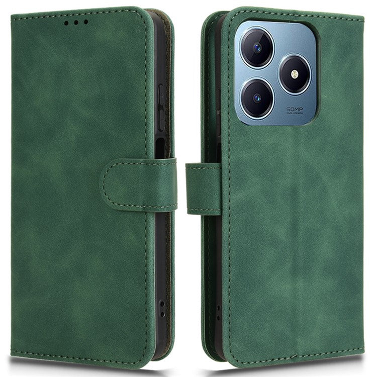 For Realme C63 4G / C61 4G Case Skin-Touch PU Leather Flip Wallet Phone Cover - Green