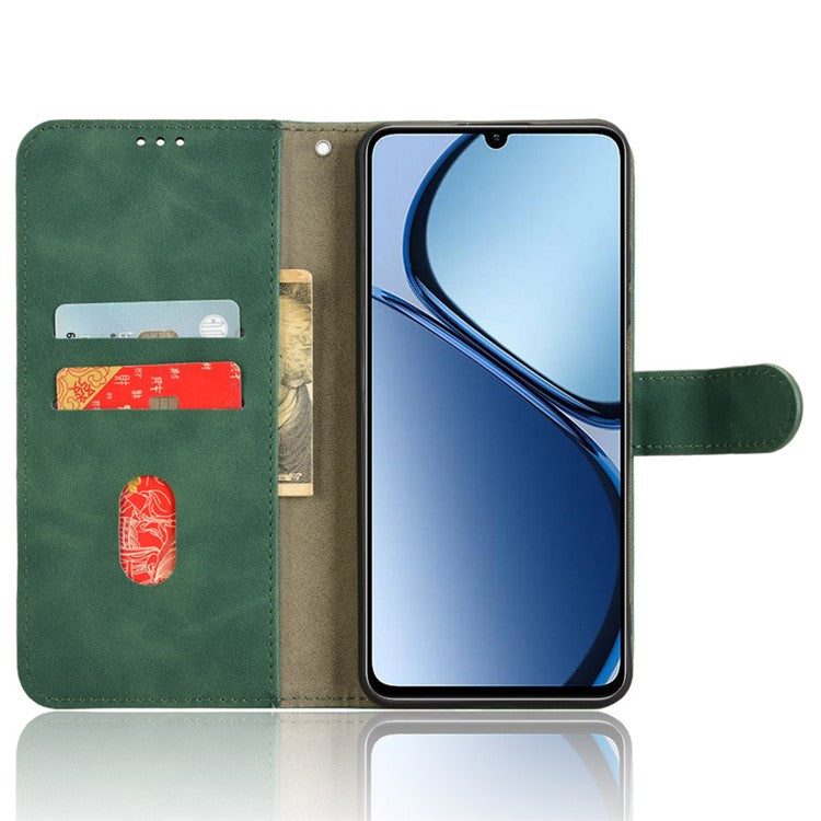 For Realme C63 4G / C61 4G Case Skin-Touch PU Leather Flip Wallet Phone Cover - Green