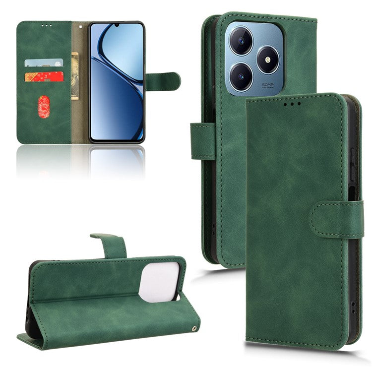 For Realme C63 4G / C61 4G Case Skin-Touch PU Leather Flip Wallet Phone Cover - Green