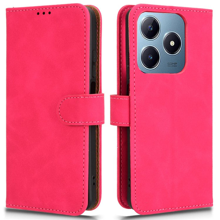 For Realme C63 4G / C61 4G Case Skin-Touch PU Leather Flip Wallet Phone Cover - Rose