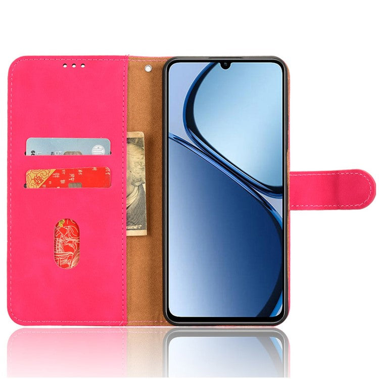 For Realme C63 4G / C61 4G Case Skin-Touch PU Leather Flip Wallet Phone Cover - Rose