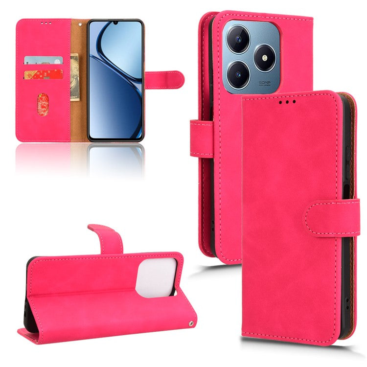 For Realme C63 4G / C61 4G Case Skin-Touch PU Leather Flip Wallet Phone Cover - Rose