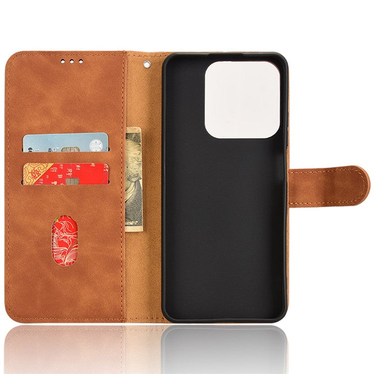 For Realme C63 4G / C61 4G Case Skin-Touch PU Leather Flip Wallet Phone Cover - Brown