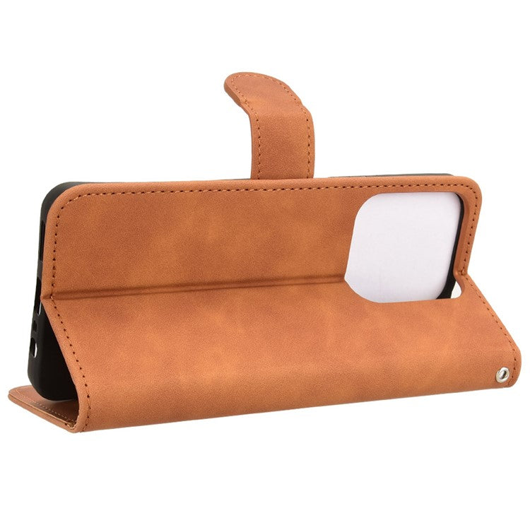 For Realme C63 4G / C61 4G Case Skin-Touch PU Leather Flip Wallet Phone Cover - Brown