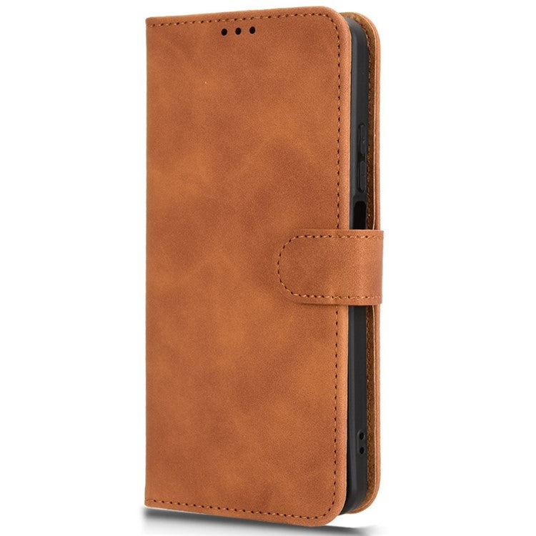 For Realme C63 4G / C61 4G Case Skin-Touch PU Leather Flip Wallet Phone Cover - Brown