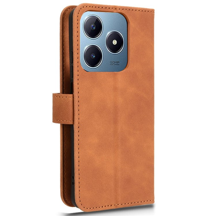 For Realme C63 4G / C61 4G Case Skin-Touch PU Leather Flip Wallet Phone Cover - Brown