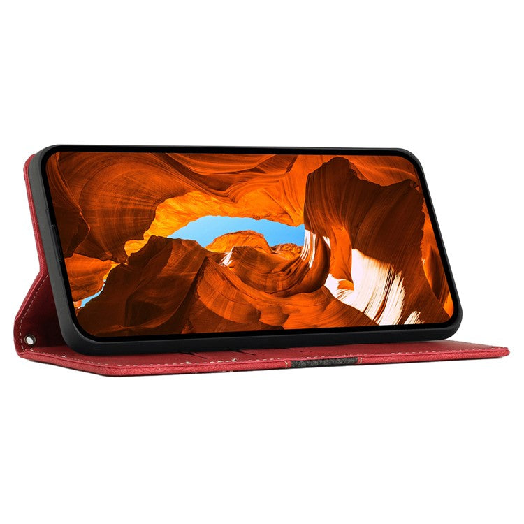 For Google Pixel 9 / 9 Pro Case Grid Splicing Wallet Card Slots PU Leather Phone Cover - Red