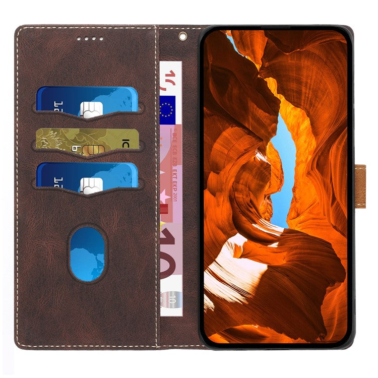 For Google Pixel 9 / 9 Pro Case Grid Splicing Wallet Card Slots PU Leather Phone Cover - Brown