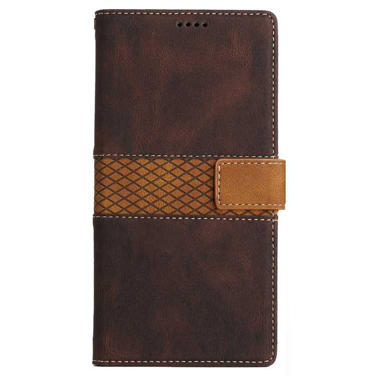 For Google Pixel 9 / 9 Pro Case Grid Splicing Wallet Card Slots PU Leather Phone Cover - Brown