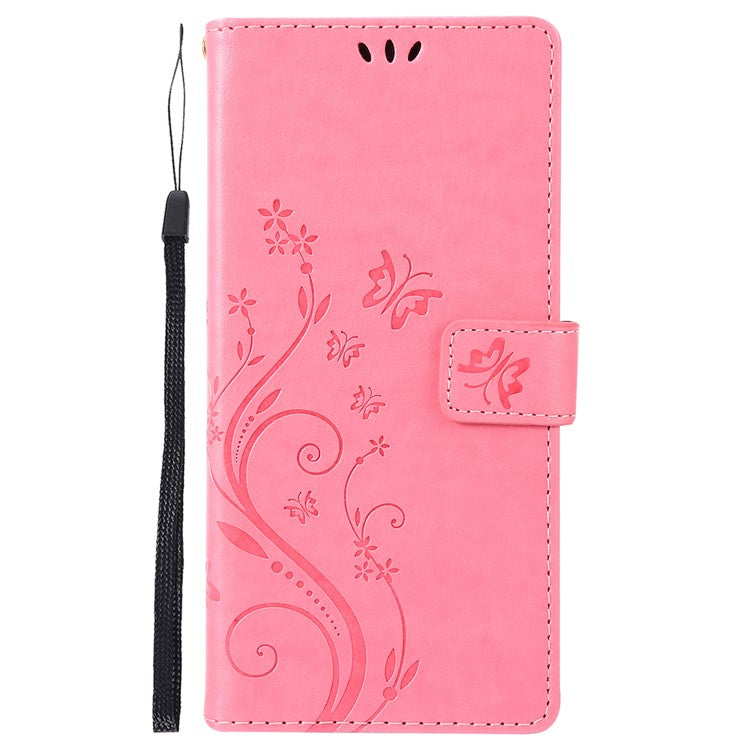 For Samsung Galaxy M55 5G / C55 5G / F55 5G Case Wallet Butterfly Floral PU Leather Phone Cover - Pink