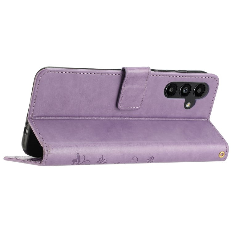 For Samsung Galaxy M55 5G / C55 5G / F55 5G Case Wallet Butterfly Floral PU Leather Phone Cover - Light Purple