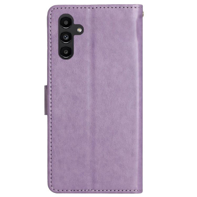 For Samsung Galaxy M55 5G / C55 5G / F55 5G Case Wallet Butterfly Floral PU Leather Phone Cover - Light Purple